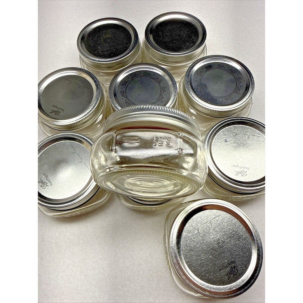 Ball Clear Glass widemouth Squaty Canning Jars Set of 10  Storage 125 ml - Picture 4 of 8